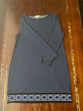Michael Kors Black Shift Dress with Blue and White Dot Print